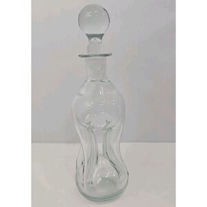 Holmegaard VTG 1960's Kluk Kluk Decanter Clear Glass W/Stopper 10" Total/Amazing